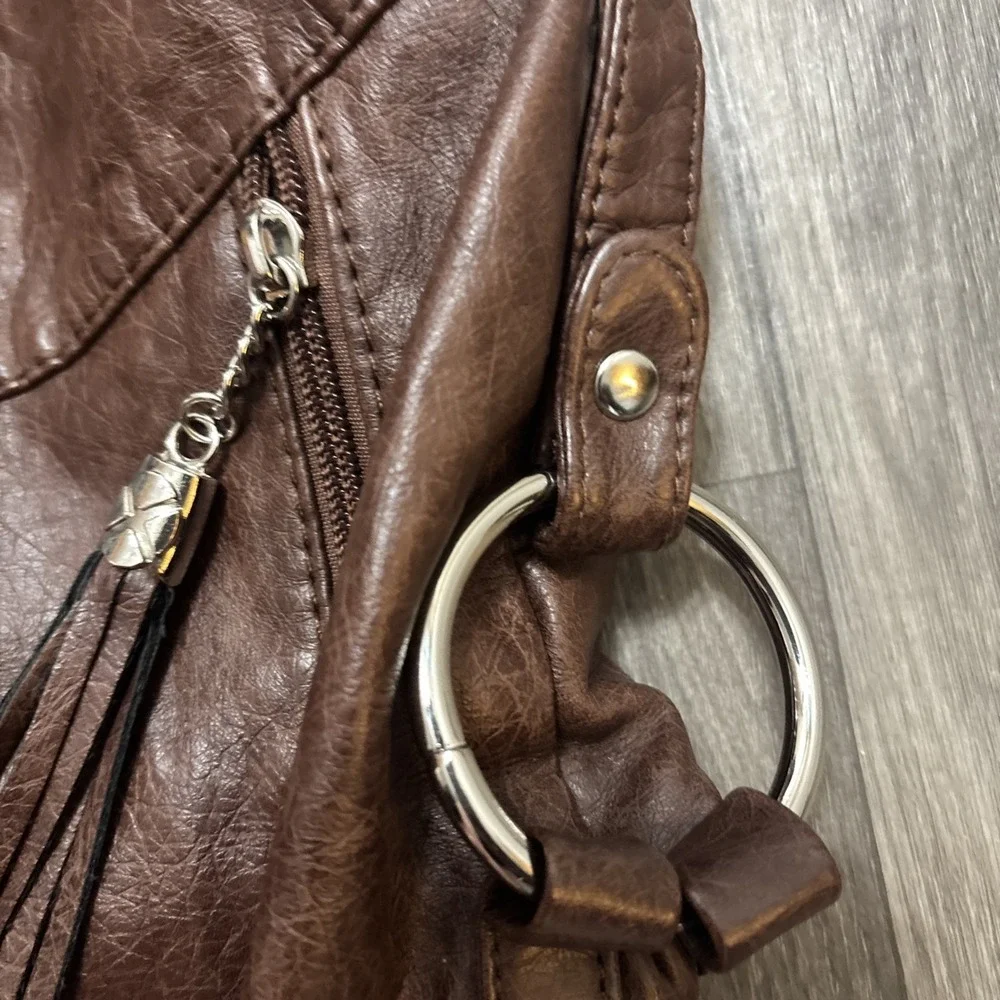 Dark brown leather purse shoulder bag hobo